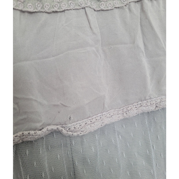 Lapis Tiered Embroidered Lace Trim Maxi Skirt Size S Gray Fairy Grunge Boho - Picture 4 of 8